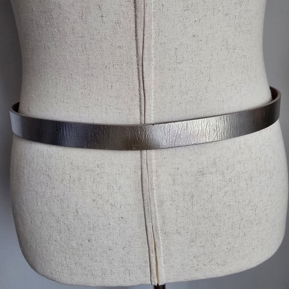 ALLSAINTS New Luna Metallic Leather Silver Western Skinny Womens Belt SZ XL main image 5